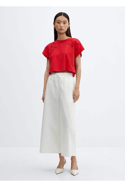 MANGO Woman Tričko Koton - Detailní zpracování