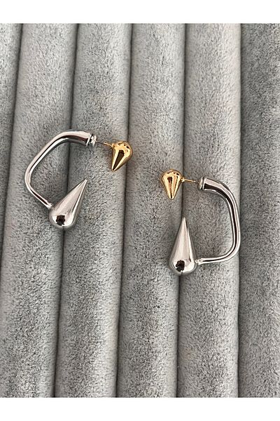 Hoop jewelery Steel Mounted Double Color Earrings