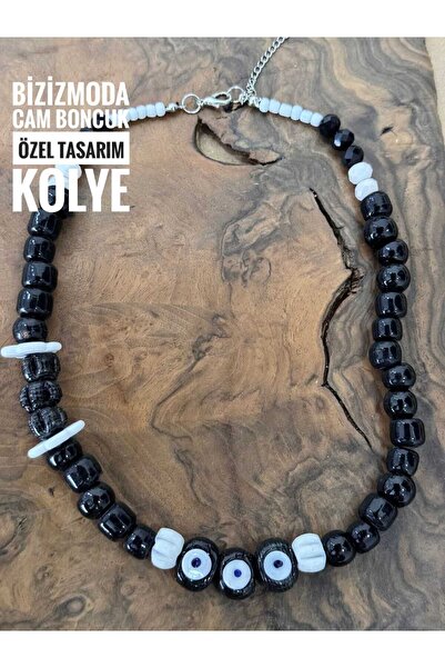 bizizmoda Bodrum Glass Bead Serenay Glass Necklace Evil Eye Bead Necklace