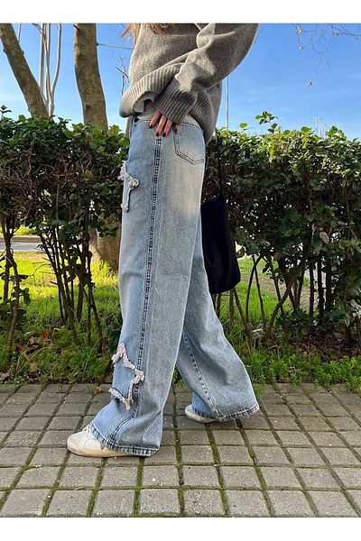 RockMore PANTALONI JEAN BAGGY BAGGY RECICLAȚI Y2K