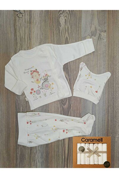 Caramell Bebek Soft Girl Penye Ağız Mendili Hediyeli Kendinden Eldivenli Şapk...