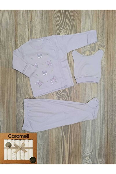 Caramell Bebek Soft Girl Penye Ağız Mendili Hediyeli Kendinden Eldivenli Şapk...