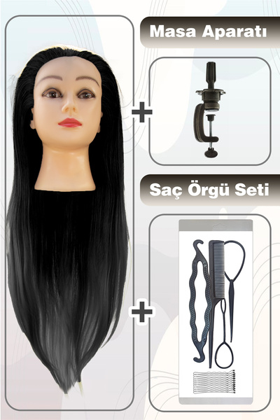 KONAK PERUK Κομμόστρα Εκπαιδευτική Μανεκέν + Εξάρτημα Τραπεζιού + Σετ Πλεξούδ...