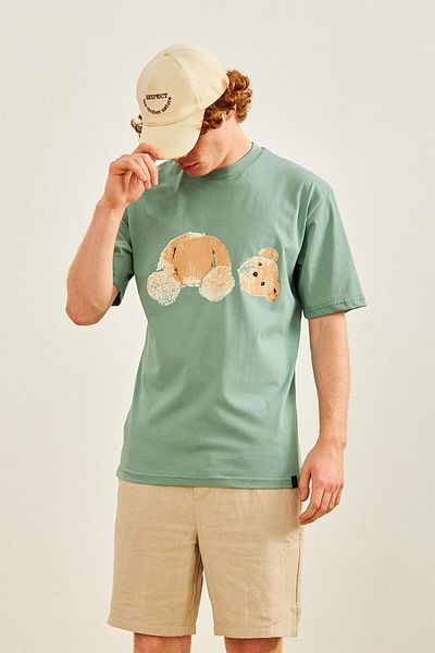 Danger Men's Teddy Bear Printed Oversize T-shirt Mint