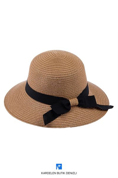 Kardelen Butik Denizli Luxury Straw Beach Hat ( 57-58 cm )