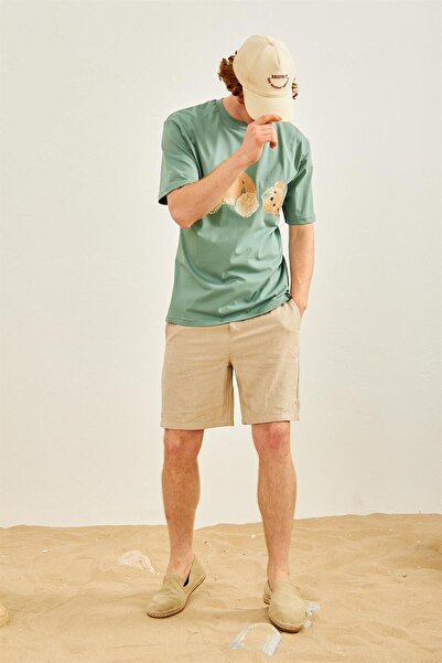 Danger Men's Teddy Bear Printed Oversize T-shirt Mint