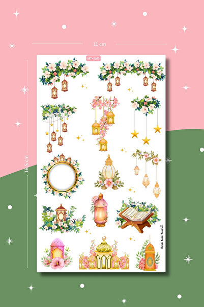 Burak Baskı Tasarım Fener, Flower Lantern  Sticker Seti , Planlayıcı, Bullet ...