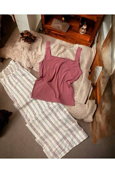 Askılı Etek Pantolonlu Pijama Takımı m81