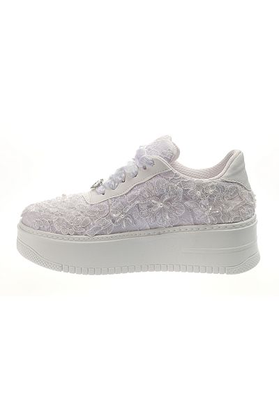 Ayakkabı Tutkusu Stilo ® Pantofi de mireasă sport cu design alb confortabil, cu dantelă florală aplicată - potrivire exactă