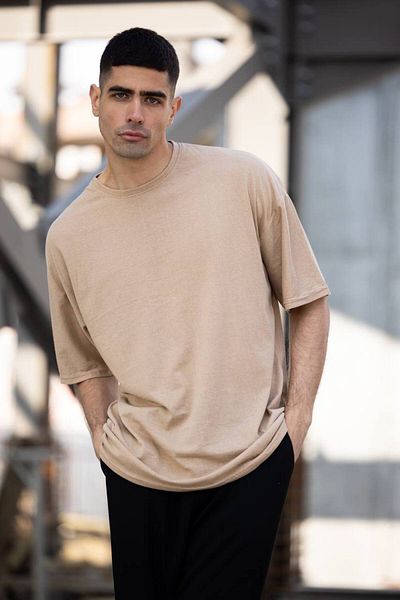 WOODROFFE Απλό Basic Unprinted Ανδρικό μπλουζάκι Oversize Loose Boyfirend
