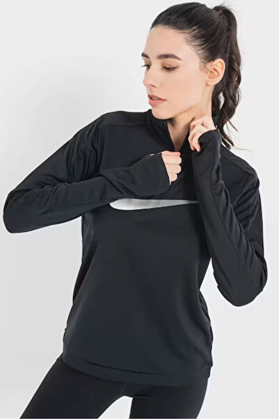 Nike Dri-Fit Swossh Hbr Runnig Standart Kesim Siyah Kadın Spor Sweatshrit