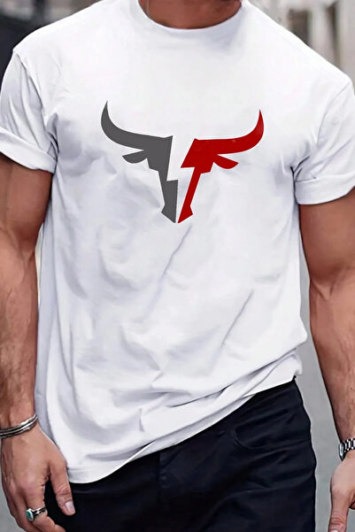 AEMİ Muška majica sa krivom izrezom i printom bika, 100% pamuk, veće veličine