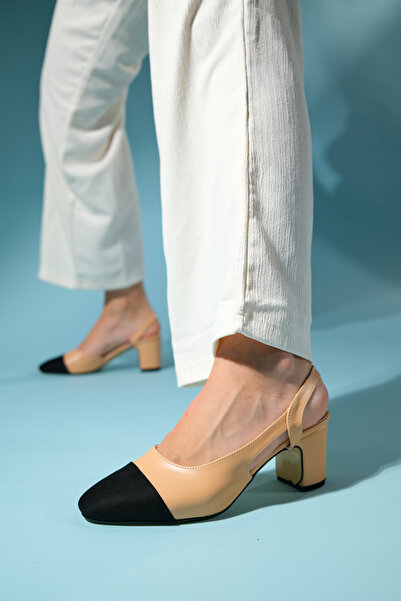 LuviShoes S3 Skin Skin Černé semišové sandály s uzavřenou špičkou na silném podpatku