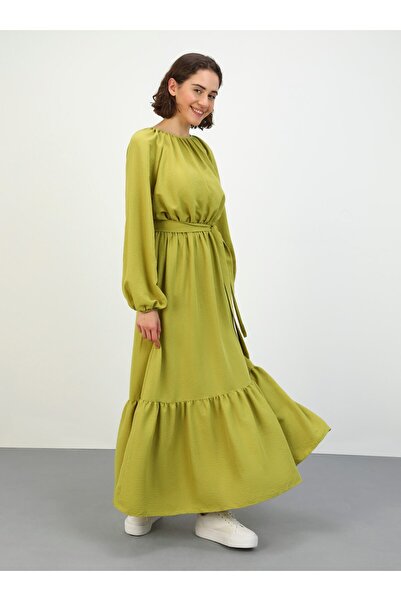 Benin Aerobin Layered Cut Hijab Dress - Oil Green - Benin