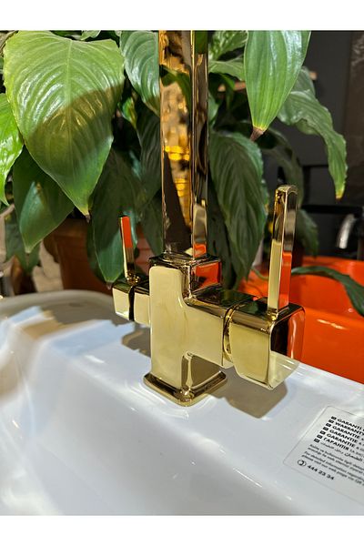 İSAOĞLU YAPI Gold Purified Kitchen Faucet Premium Square Fixture Purified Sink Tap
