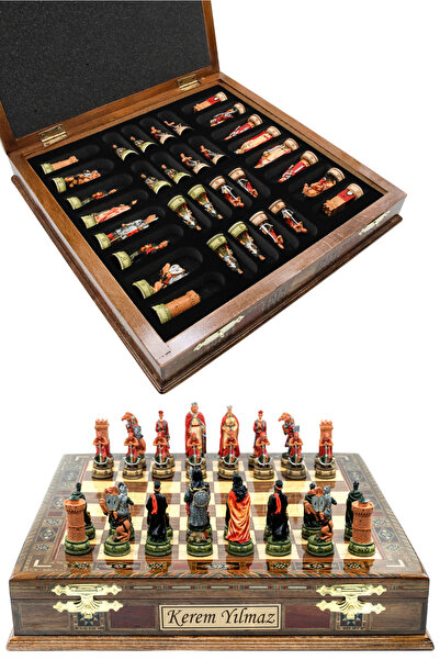Cooper Chess Premium Büyük El Yapımı Kutulu Ceviz Satranç Takımı – Kral Arthu...