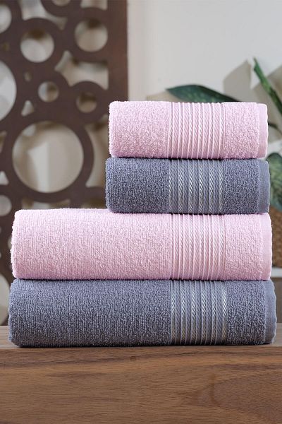 Zeynep Tekstil Bath| Bath Towel Set 4-Piece Bath Set