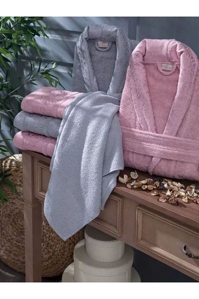 sarra 100% Cotton Dowry Σετ Οικογενειακό Μπουρνούζι 6 τεμαχίων