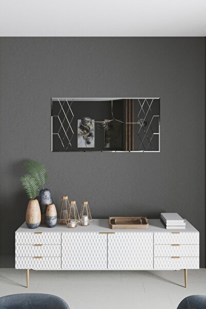 Mirrorline Dekoratif Konsol Ve Boy Aynası Füme Renkli Baklava Model 140x70 Cm
