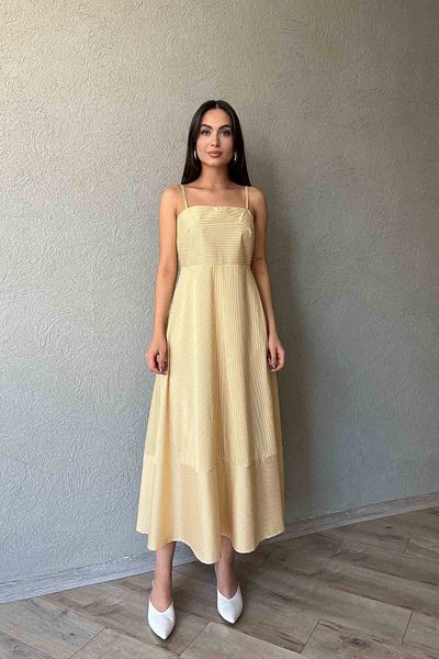 Seda Yalçın Atelier Yellow Stripe Detailed Midi Dress