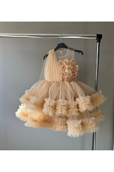 INDRESS STUDIO Kız Çocuk Çiçek Detaylı Elbise