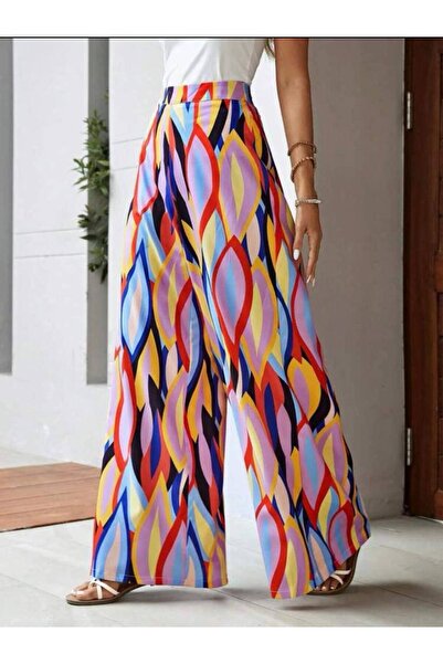 merlavin Ženske široke pantalone od tkanine Sa deznom Single jersey (u boji)