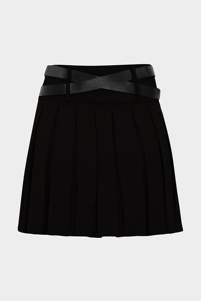 Açelya Okcu Pleated Belt Detailed Crepe Women's Mini Skirt
