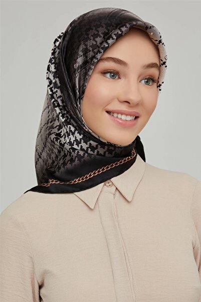 Armine Eșarfă de mătase Sura - Negru, Crem, Aur 8612-s80