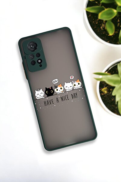 mooodcase Xiaomi Redmi Note 11 Pro Uyumlu Şirin Kedicikler Desenli Buzlu Şeffaf Lüx Telefon Kılıfı