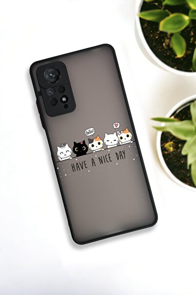 mooodcase Xiaomi Redmi Note 11 Pro Uyumlu Şirin Kedicikler Desenli Buzlu Şeffaf Lüx Telefon Kılıfı