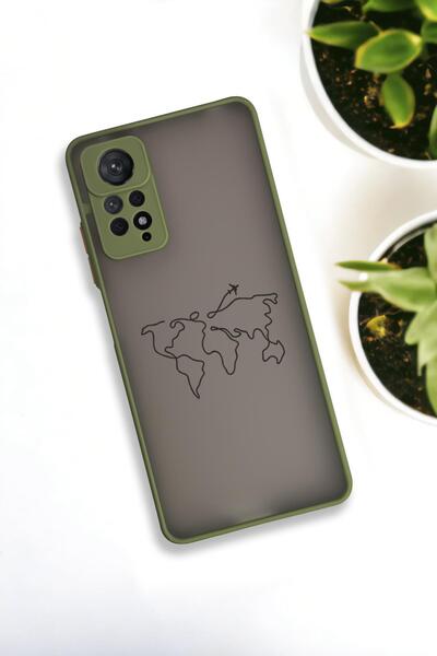 mooodcase Xiaomi Redmi Note 11 Pro Uyumlu Dünya Harita Rota Desenli Buzlu Şeffaf Lüx Telefon Kılıfı
