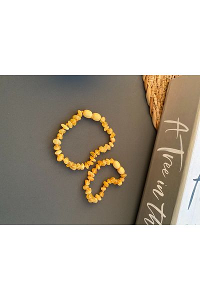 Kotryna Damla Amber Yellow Color Mother Baby Bracelet