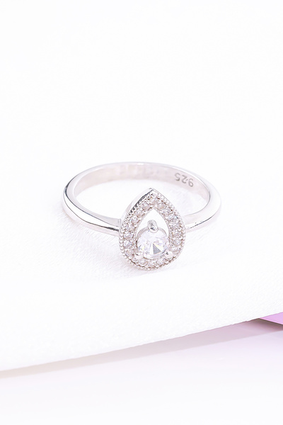 Miavi Silver 925 Ayar Gümüş Rodyum Damla Yüzük