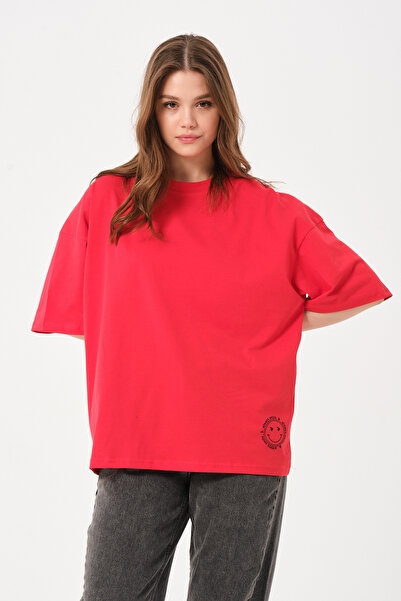 Owut Collection Μπλουζάκι Unisex Red Crew Neck με στάμπα Oversize