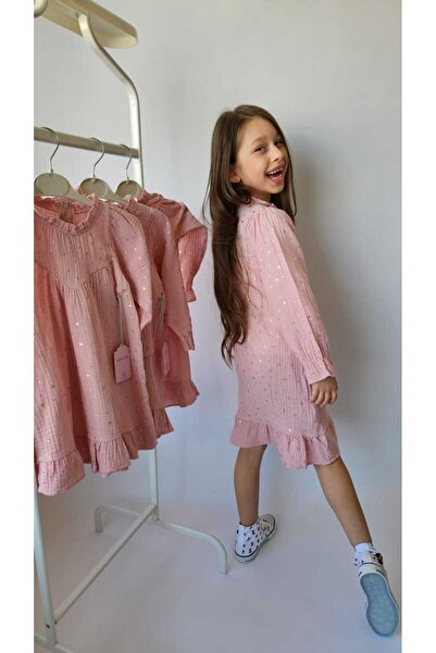 Genel Markalar Kız Çocuk Pudra Keten Elbise