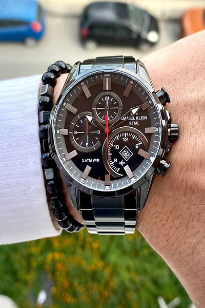Daniel Klein Steel Cord Men's Wrist Watch + Bracelet