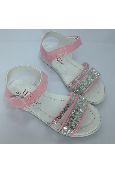 NewOneMall White Silver Girls' Sandals Hologram Phylon (light) Soft Sole Velcro Sandals