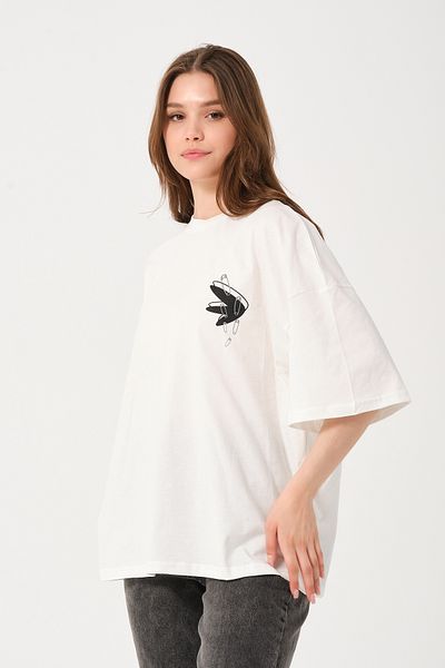 Owut Collection Μπλουζάκι Unisex Ecru Crew Neck με στάμπα Oversize