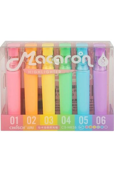 CHOSCH Macaron Cs-h826 - Pastel Colored 6 Assorted Highlighter Marker Set