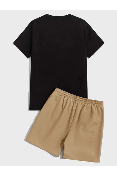 over head oh Early Black King Printed Oversize Shorts T-shirt Set