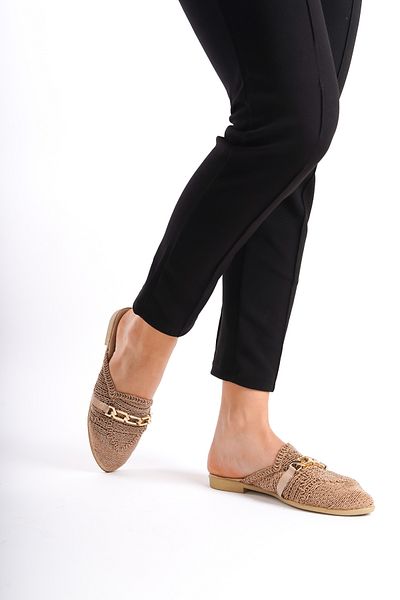 Moda Değirmeni Mink Lace Women's Buckle Slippers BG1163-122-0001
