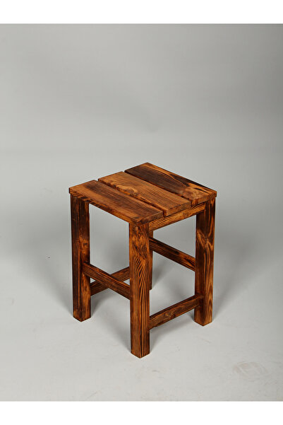 TALASCH Ahşap Tabure Basamak Doğal Oturak Vernikli Ceviz