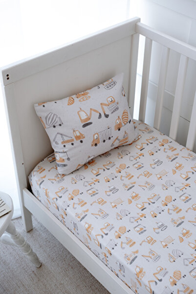 NOU Business Machine Organic Single Fitted Sheet Set - Truck Attack