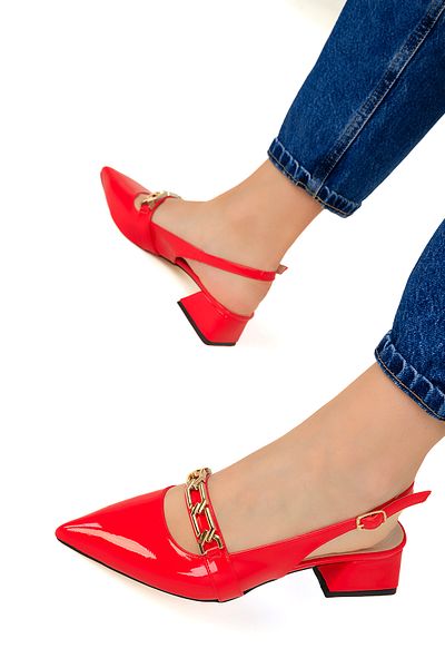SOHO Red Patent Leather Women's Classic Heeled Shoes 19106