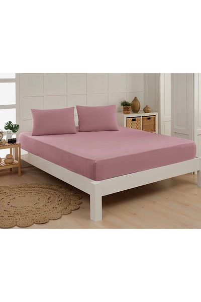 Altın Yaprak BATTAL SIZE ELASTIC 100% COTTON COMBED BED Sheet + 2 Pillowcases (50x70 cm)