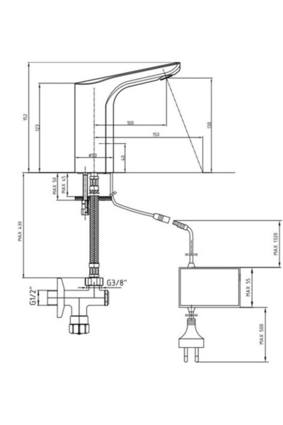 Eca Luna Photocell Sink Faucet Electric108108052 Double Water Inlet