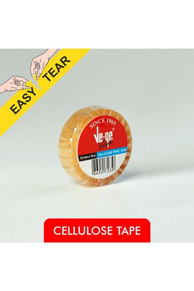 Ve-ge Vege 12x10 mt Cellophones Tape (Cellulose Tape) 12 Pieces in Metal Tin