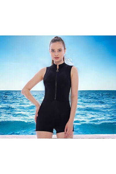 Shopiolog Ριγέ μαγιό με απλό σορτς με φερμουάρ