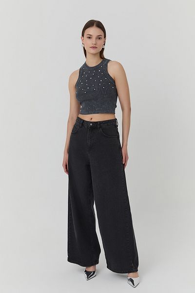 Quzu Wide Leg Jeans Anthracite