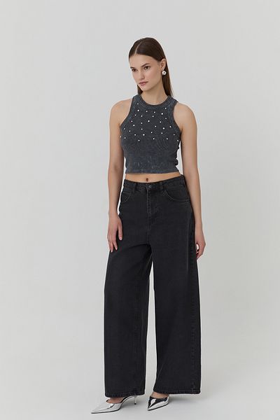 Quzu Wide Leg Jeans Anthracite
